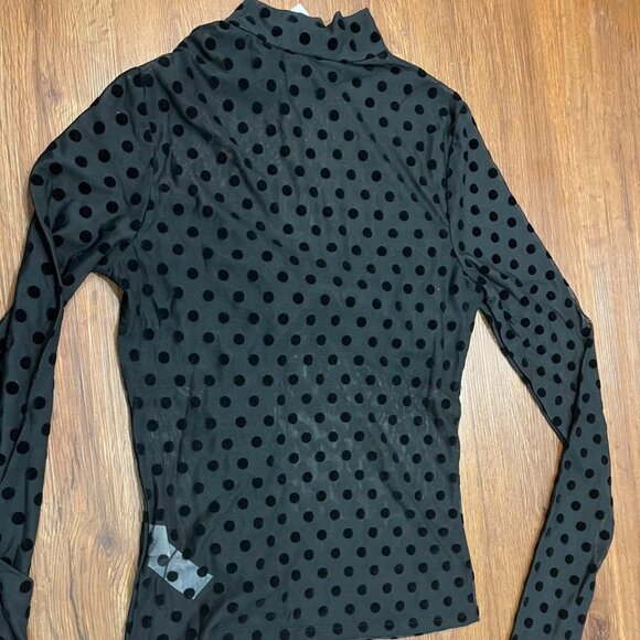 Forever 21 Mesh Polka Dot Mock Neck Sheer Top Black Large NWT - Picture 6 of 13